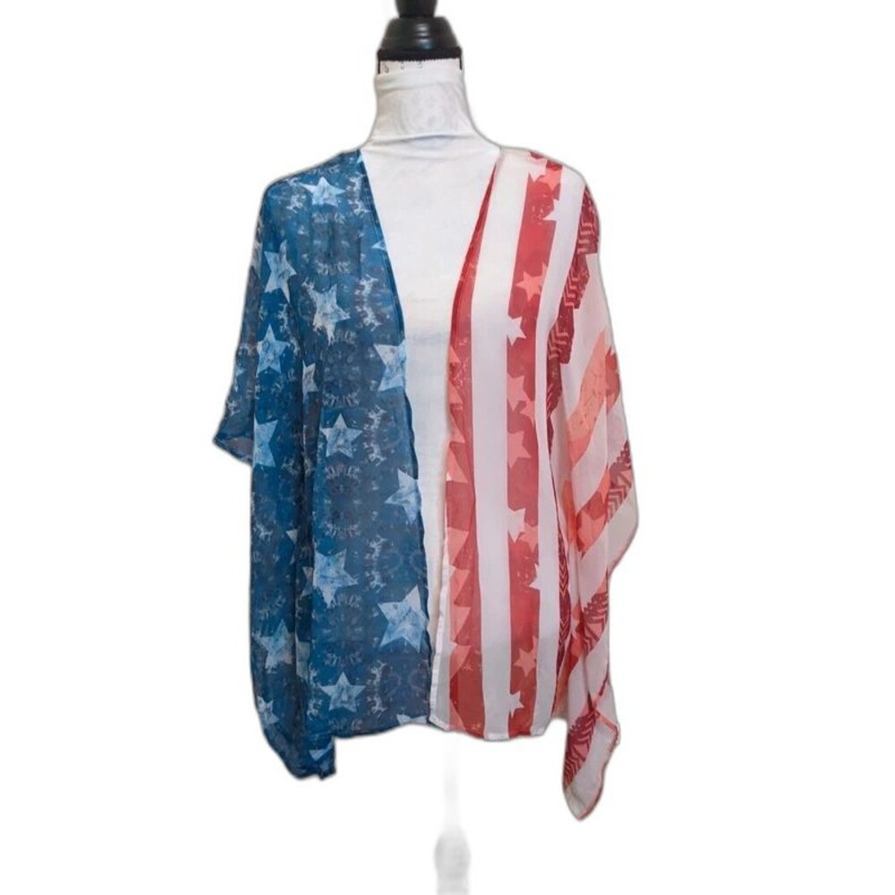 USA Patriotic Americana Sheer Kimono Jacket Flag
